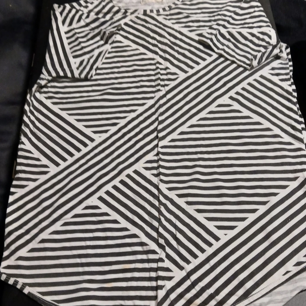 White & Black Stripped FWRD Denim Short Sleeve T Shirt
